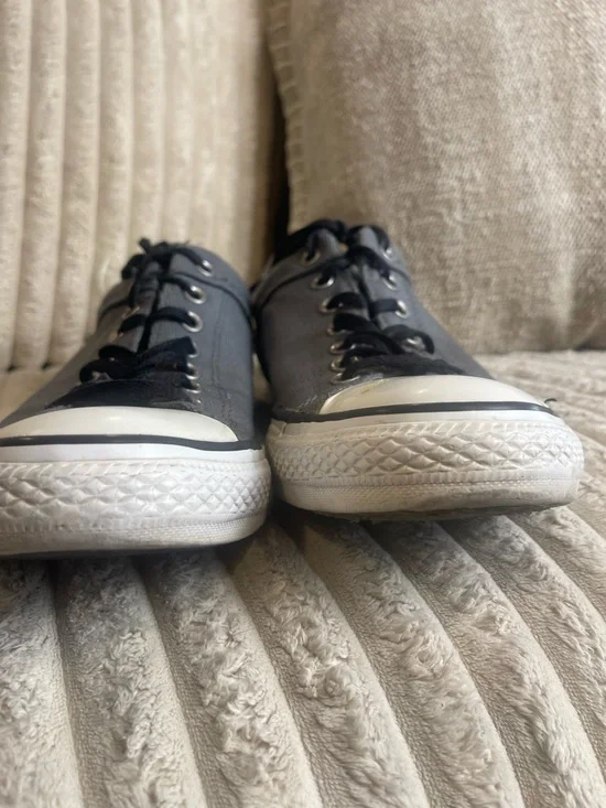 Converse Gray and Black Low-Top Canvas Sneakers - Picture 3 of 12